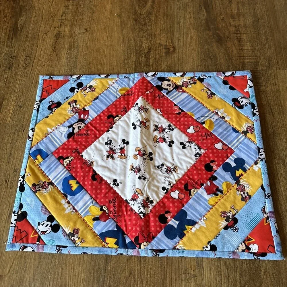 Quilted Mickey Mouse Placemats Set of 6 Double sided